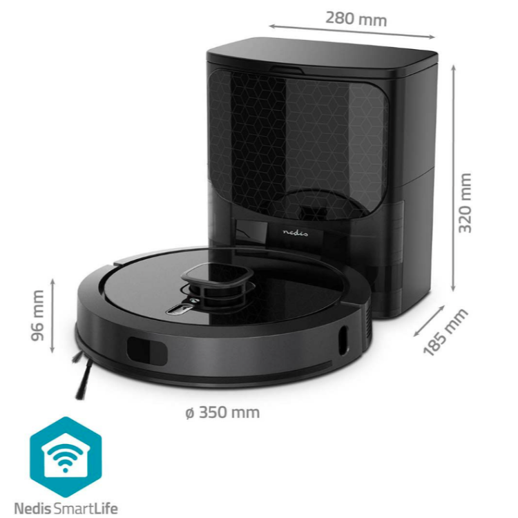 Robotski sesalnik Nedis WIFIVCL002CBK WIFI 3v1