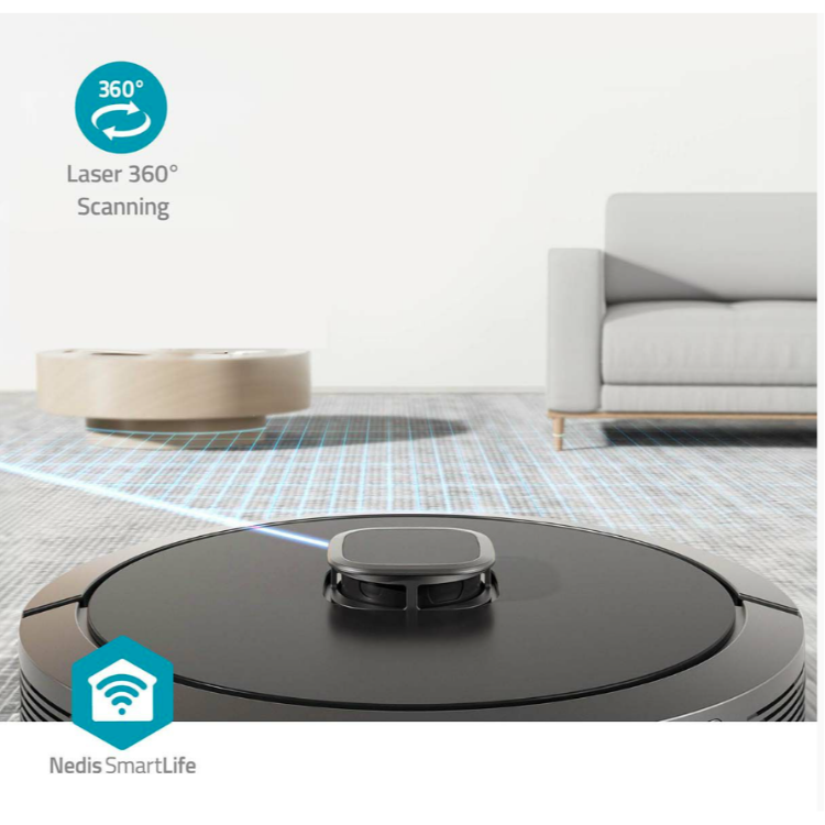 Robotski sesalnik Nedis WIFIVCL002CBK WIFI 3v1