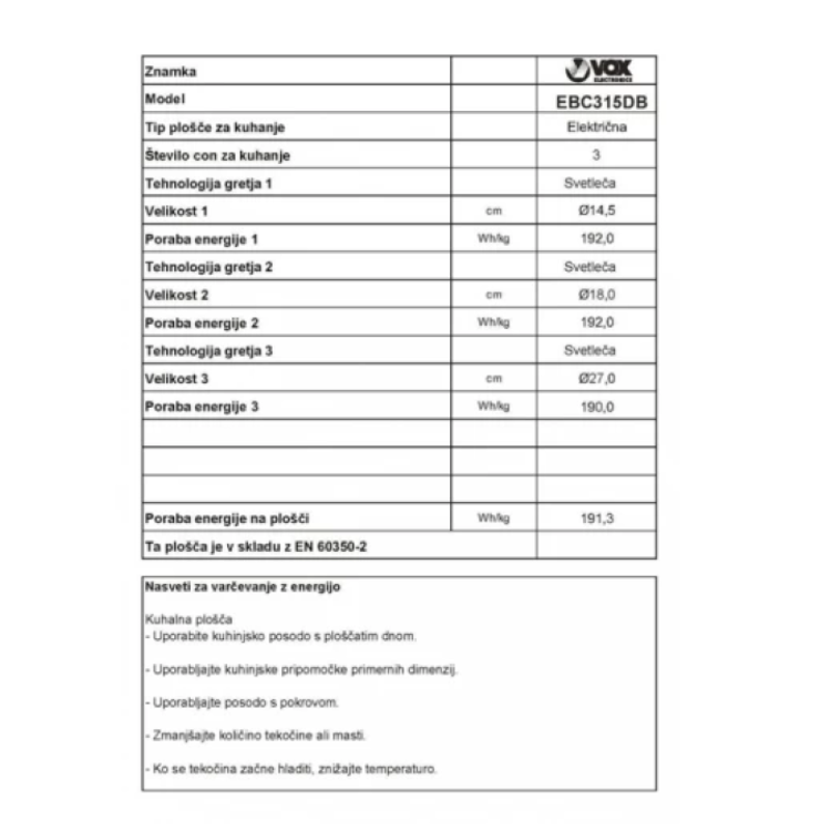 Vgradna plošča VOX EBC 315 DB_1