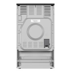 Zadnja stran električnega štedilnika Gorenje GEC5B60SG z ohišjem, prezračevalnimi odprtinami in priključnim delom.