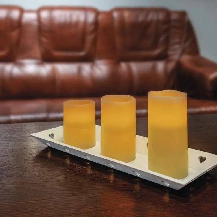 LED dekoracija 3x voščena svečka, 3x AAA, notranja, vintage