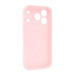 Roza silikonski ovitek N‑Soft Magnetic za Apple iPhone 17 Pro Max z vgrajenim MagSafe magnetnim obročem in mehkim mat zaključkom.