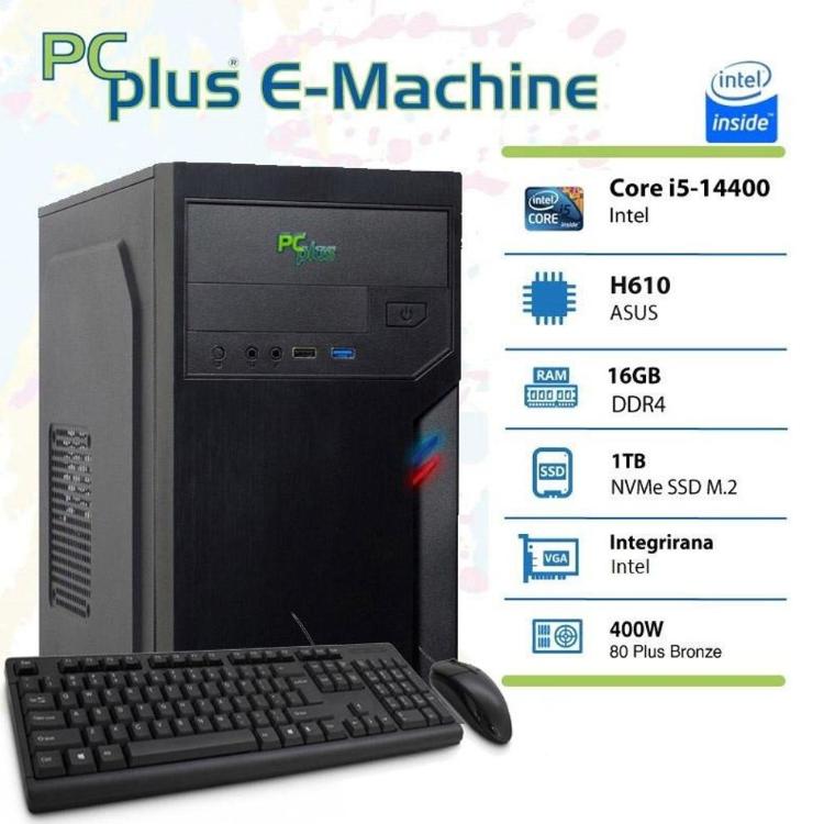 Namizni računalnik PCPLUS E-machine i5-14400 16GB 1TB NVMe SSD