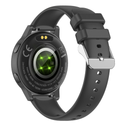 Forever iGO Watch 4 pametna ura v črni barvi, prikazana z zadnje strani s senzorji za spremljanje telesnih podatkov.
