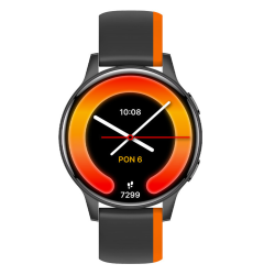 Forever iGO Watch 4 pametna ura v črni in oranžni barvi, prikazana s sprednje strani z okroglim AMOLED zaslonom.