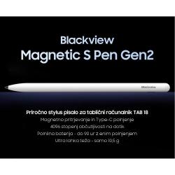 Pisalo za tablico BlackView Magnetic S Pen Gen2, stylus pisalo za TAB 18, magnetno pritrjevanje, 4096 stopenj občutljivosti, polnilna baterija, USB Type-C polnjenje, ultra lahka teža, bela