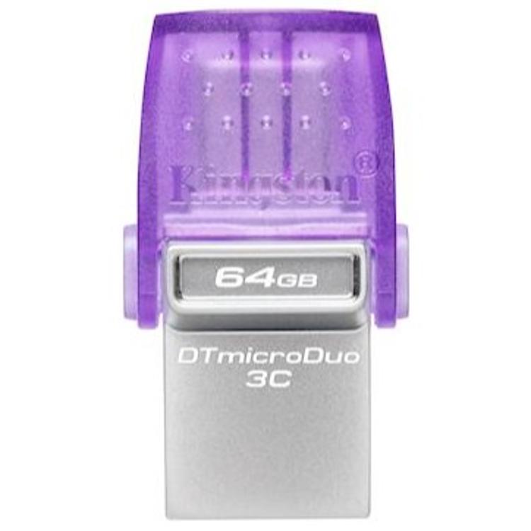 USB ključ Kingston DataTraveler microDuo 3C, USB-C, USB 3.2 Gen 1, OTG, 64 GB s pokrovčkom