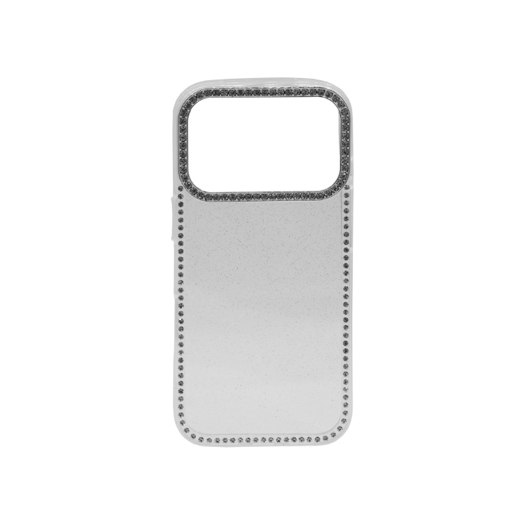 Prozoren zaščitni ovitek za Apple iPhone 17 Pro z bleščečim robom in velikim pravokotnim izrezom za kamero