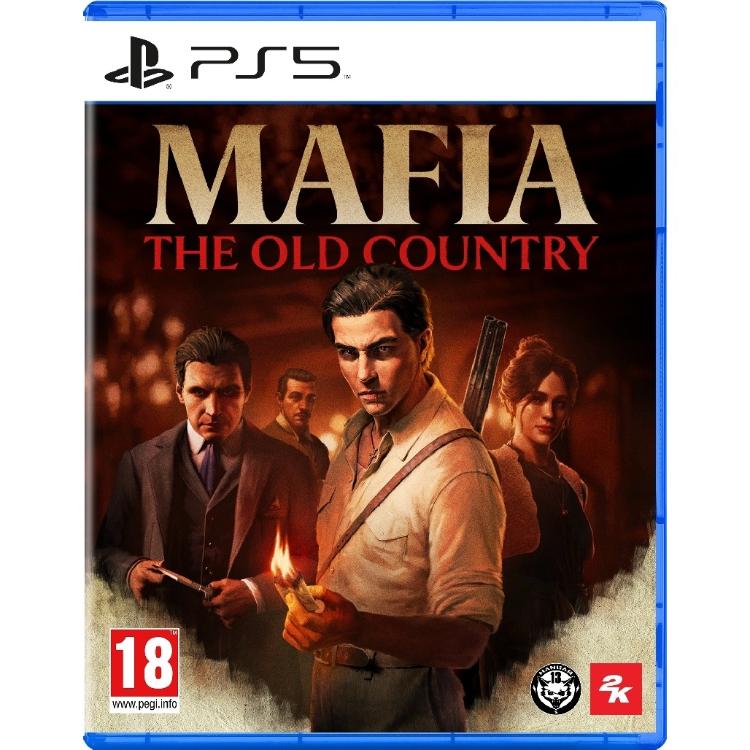Mafia: The Old Country za PS5, uradna naslovnica z osrednjim mafijskim likom, orožjem in temnim ambientom Sicilije.