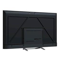 Zadnja stran TV Haier z robustnim panelom, sredinskim modulom in kovinskim stojalom.