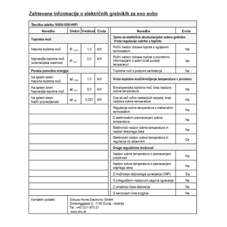 IR Grelni panel SHE SHXA1000-WiFi, 1000 W