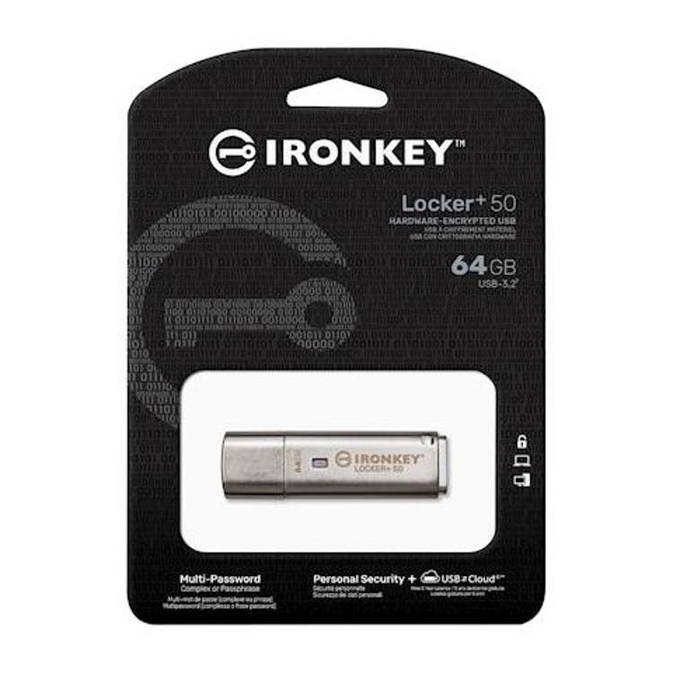USB ključ Kingston Ironkey 64GB Locker+ 50, 3.2 Gen1, 256bit enkripcija_1