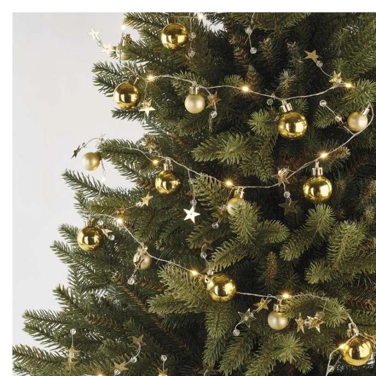 Božična girlanda Emos LED, zlate krogle z zvezdami, 1,9 m, notranja, topla