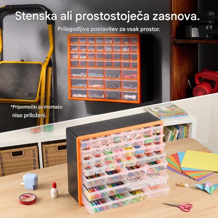Copilot said: Organizator lahko uporabljate kot prostostoječo ali stensko rešitev za prilagodljivo shranjevanje v različnih prostorih.