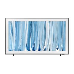 Samsung The Frame TV, frontalni pogled z črnim okvirjem in umetniško sliko, videz elegantne stenske slike.