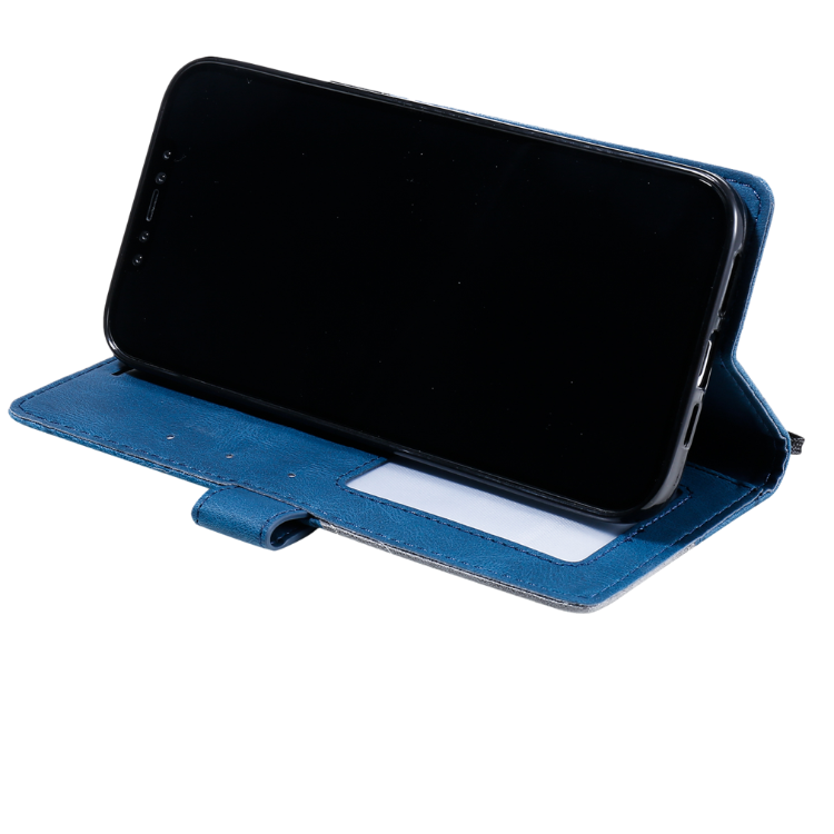 Modra preklopna torbica za Honor 600 Pro z notranjim TPU ohišjem, režami za kartice in funkcijo stojala omogoča udobno gledanje vsebin ter praktično vsakodnevno uporabo.