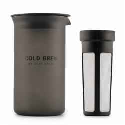 Goat Story Cold Brew, črn vrč z integriranim filtrom, minimalističen dizajn za hladno pripravo kave.