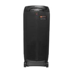 Zadnja stran prevleke JBL PartyCover 720 z zadrgo, dostopom do ročaja in mrežastima žepoma.
