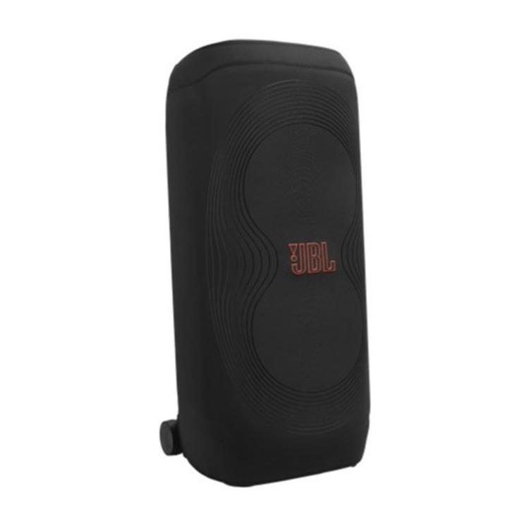 Zaščitna prevleka JBL PartyCover 720 nameščena na PartyBox 720 z vidnim logotipom JBL na sprednji strani.