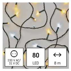 Božična veriga utripajoča 80 LED, 8 m, zunanja in notranja, topla/hladna bela_1