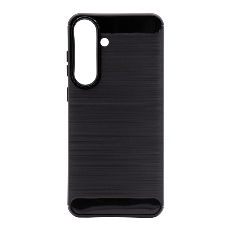 Črn TPU ovitek A‑Type za Samsung Galaxy S26 FE z brušeno teksturo, ojačanimi robovi in elegantnim minimalističnim dizajnom.