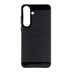 Črn TPU ovitek A‑Type za Samsung Galaxy S26 FE z brušeno teksturo, ojačanimi robovi in elegantnim minimalističnim dizajnom.