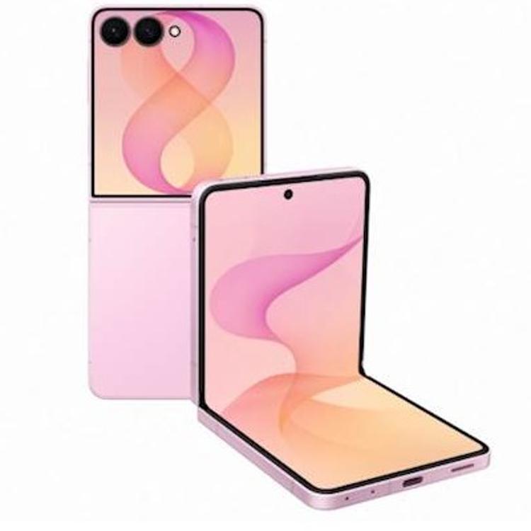 Zložljiv pametni telefon Galaxy Z Flip v rožnati barvi združuje eleganten dizajn, kompaktnost in velik notranji zaslon za vsakodnevno uporabo.