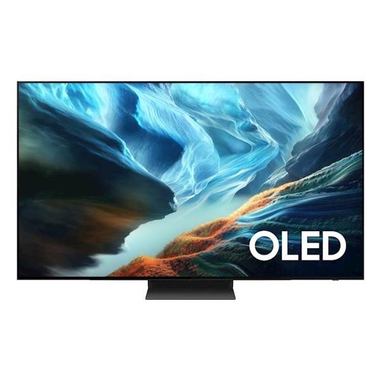 Samsung OLED TV 65 palcev z oznako OLED, sprednji pogled z brezokvirnim dizajnom.