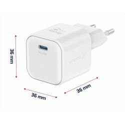 Copilot said:  Hitri stenski polnilnik Swissten GaN 35 W v elegantni beli izvedbi z USB‑C Power Delivery izhodom omogoča hitro in učinkovito polnjenje pametnih telefonov, tablic, prenosnikov ter drugih združljivih naprav.