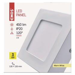 Nadometni LED panel Emos, kvadratni, 6W, toplo bela