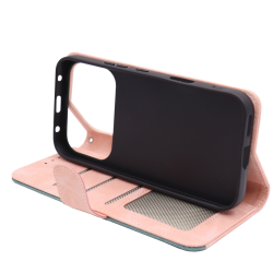 Roza preklopna torbica za Honor 600 Pro z magnetnim zapiranjem, notranjim TPU ohišjem, režami za kartice in funkcijo stojala nudi celovito zaščito in praktično uporabo.
