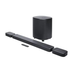 Soundbar JBL 800 M2 z brezžičnim nizkotoncem, odstranljivima prostorskima zvočnikoma in daljincem.
