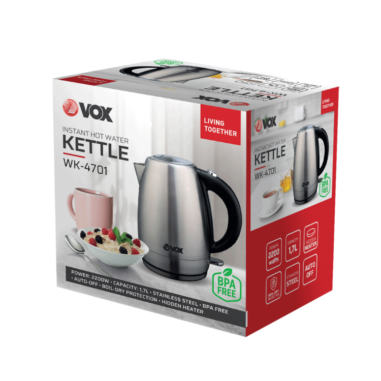 Grelnik vode VOX WK-4701, 1,7 L, inox