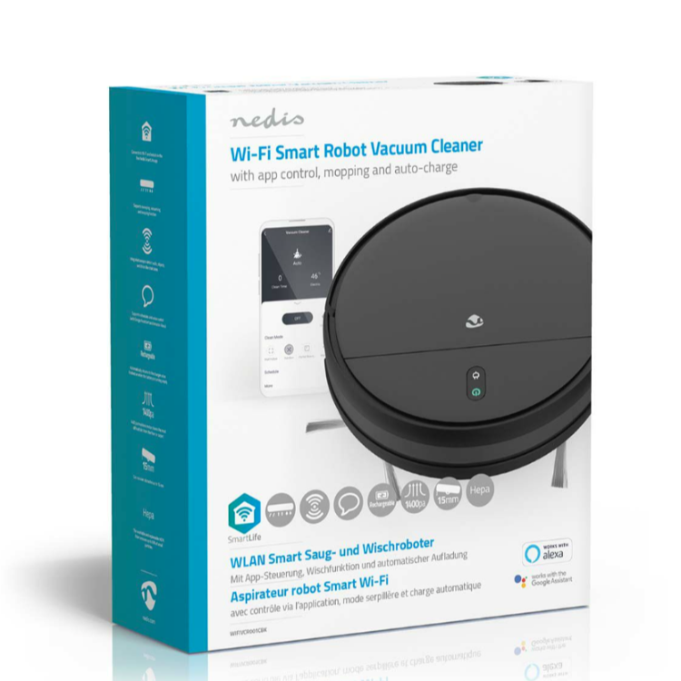 Robotski sesalnik Nedis WIFIVCR001CBK WIFI 3V1