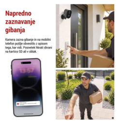 GoSmart IP-1150 SNAP zunanja kamera v antracitni barvi, prikazana z naprednim zaznavanjem gibanja in obvestili na mobilni telefon.