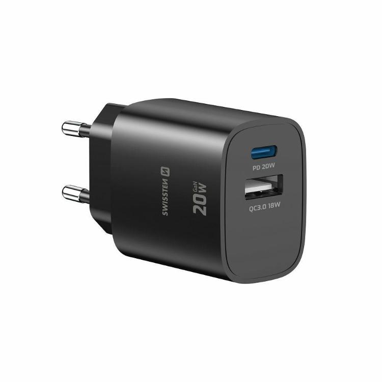 Copilot said: Hitri stenski polnilnik Swissten Edge GaN 25 W v elegantni črni izvedbi z USB‑C Power Delivery izhodom 25 W in USB‑A Quick Charge 3.0 izhodom 18 W omogoča hitro ter učinkovito polnjenje pametnih telefonov, tablic in drugih združljivih naprav.