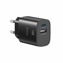 Copilot said: Hitri stenski polnilnik Swissten Edge GaN 25 W v elegantni črni izvedbi z USB‑C Power Delivery izhodom 25 W in USB‑A Quick Charge 3.0 izhodom 18 W omogoča hitro ter učinkovito polnjenje pametnih telefonov, tablic in drugih združljivih naprav.