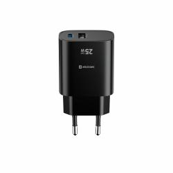 Copilot said: Hitri stenski polnilnik Swissten Edge GaN 25 W v elegantni črni izvedbi z USB‑C Power Delivery izhodom 25 W in USB‑A Quick Charge 3.0 izhodom 18 W omogoča hitro ter učinkovito polnjenje pametnih telefonov, tablic in drugih združljivih naprav.