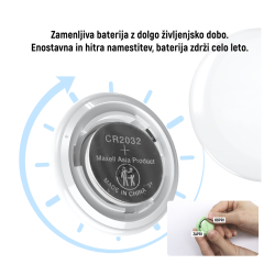 Sledilnik z zamenljivo baterijo CR2032, enostavna menjava (odpri/zapri), dolga življenjska doba baterije.