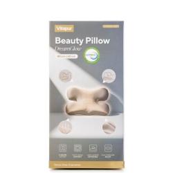 Embalaža blazine Vitapur DreamGlow 40 × 60 cm z ikonami za podporo pri spanju na boku in razbremenitev obraza.