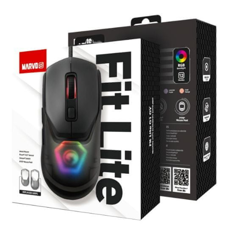 Miška Marvo Fit Lite G1, gaming, siva