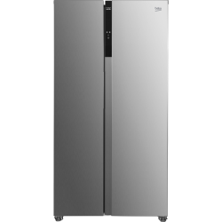 Beko ameriški hladilnik GNO5322XPN Side‑by‑Side v inox izvedbi z dvema navpičnima vratoma, zunanjim upravljalnim panelom in tehnologijo ProSmart Inverter