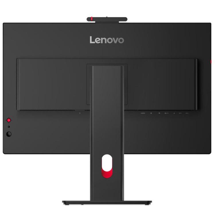 Monitor Lenovo ThinkVision z elegantnim črnim dizajnom, tankimi robovi zaslona in nastavljivim ergonomskim stojalom združuje profesionalen videz, udobje ter visoko produktivnost pri vsakodnevnem delu.
