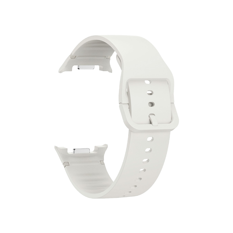 Bel silikonski pašček Samsung za Galaxy Watch, mehak material, klasična zaponka in več nastavitvenih lukenj.