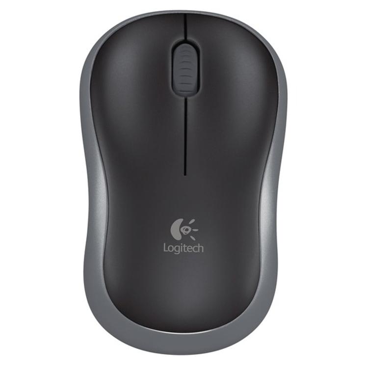 Logitech M185 brezžična optična miška, siva