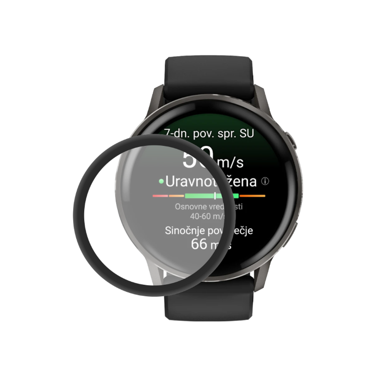 Hibridno zaščitno steklo za Garmin Venu 4 (45 mm) z visoko prosojnostjo in natančnim prileganjem učinkovito ščiti zaslon pred praskami in poškodbami.