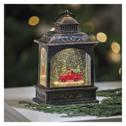 LED dekoracija božična laterna z avtomobilom, 21cm, 3xAA, notranja, topla