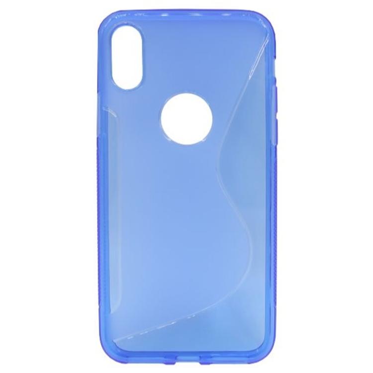 Apple iPhone X, gumiran ovitek (TPU), modro-prosojen SLine_1