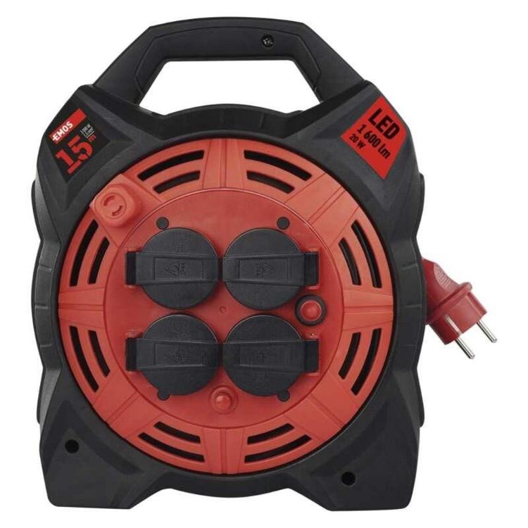 Zunanji kolutni podaljšek Emos 15 m / 4 vtičnice / guma-neopren / 230V / 1,5 mm2