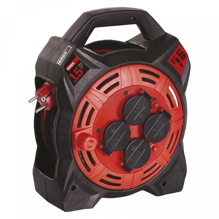 Zunanji kolutni podaljšek Emos 15 m / 4 vtičnice / guma-neopren / 230V / 1,5 mm2